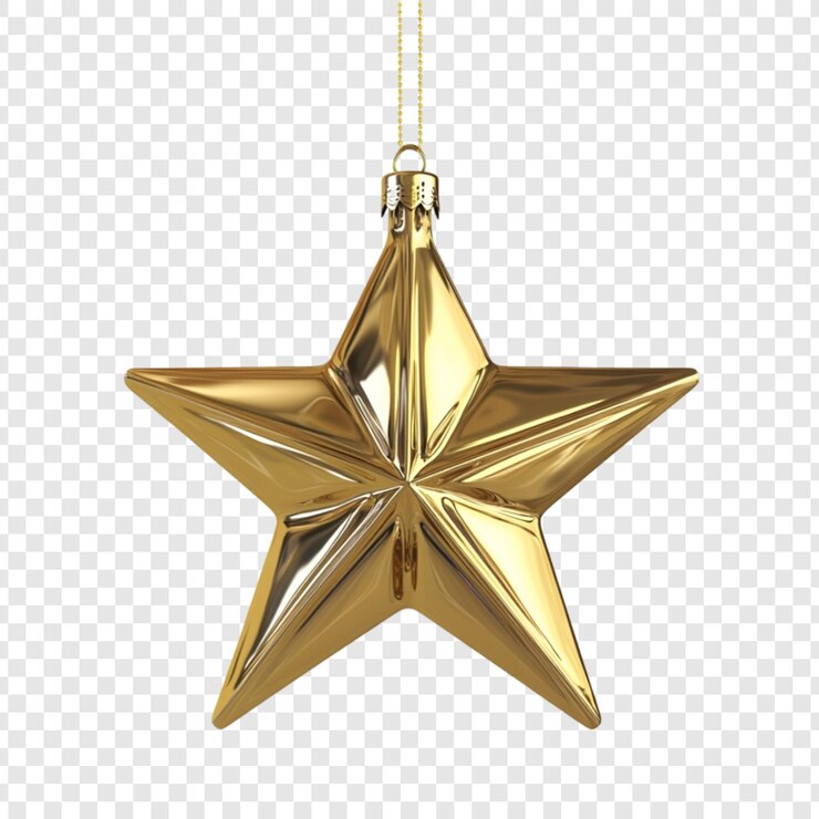 PSD ornamento de natal de estrela dourada decoração pendurada estação festiva férias de inverno estrela dourada brilhante