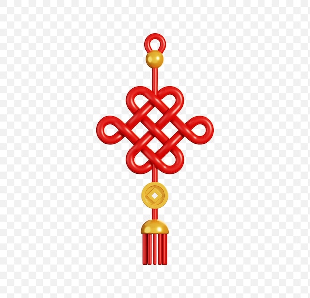 Ornamento de nó chinês de desenho animado elementos de ano novo chinês ícone renderização 3d