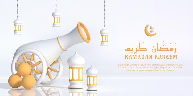 Ornamento de Ramadan kareem com lanterna e canyon