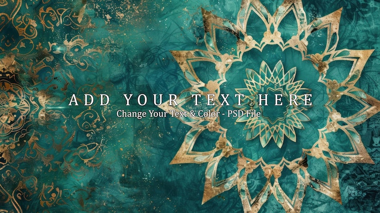 PSD ornamento del mandala con teal e oro