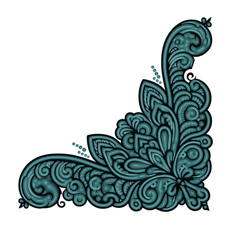PSD ornamento elegante en la esquina de teal