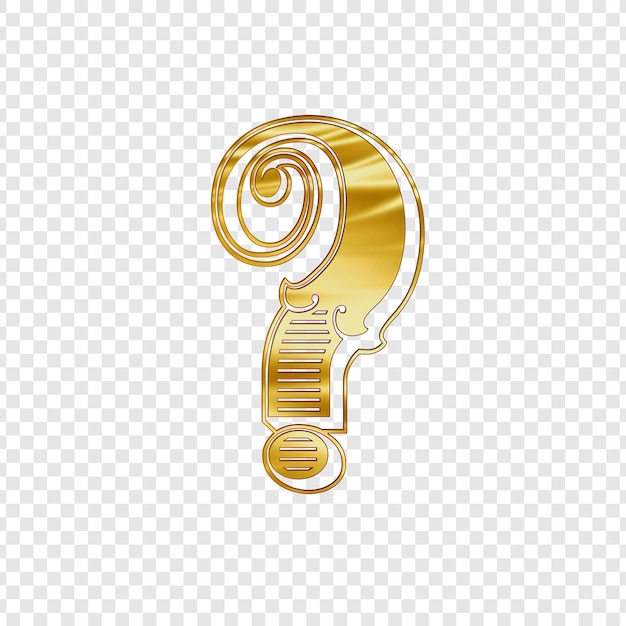 Ornamento de la marca de pregunta dorada