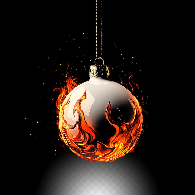 PSD ornamento de navidad de fuego