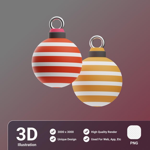 PSD ornamento de navidad ilustración en 3d