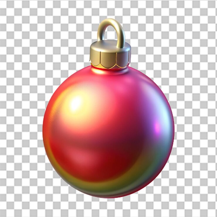 PSD ornamento navideño de plástico brillante en 3d con texturas realistas y colores vibrantes