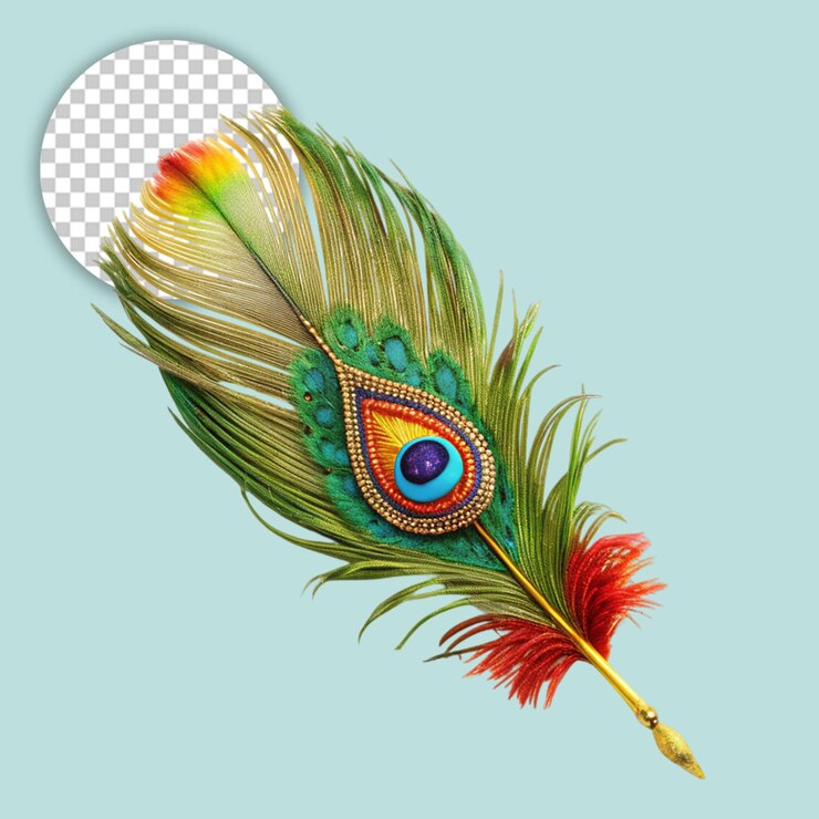 PSD ornamento de plumas vasant en un fondo transparente