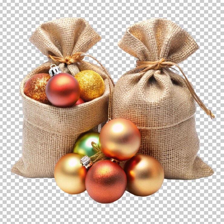 PSD ornamentos de bolsas navideñas aislados sobre un fondo transparente