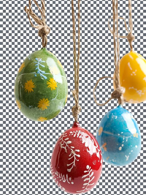 PSD ornamentos de huevos de pascua coloridos y bonitos aislados sobre un fondo transparente