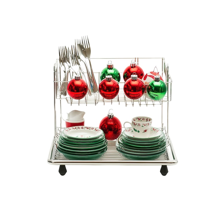 PSD ornamentos navideños en el estante de platos