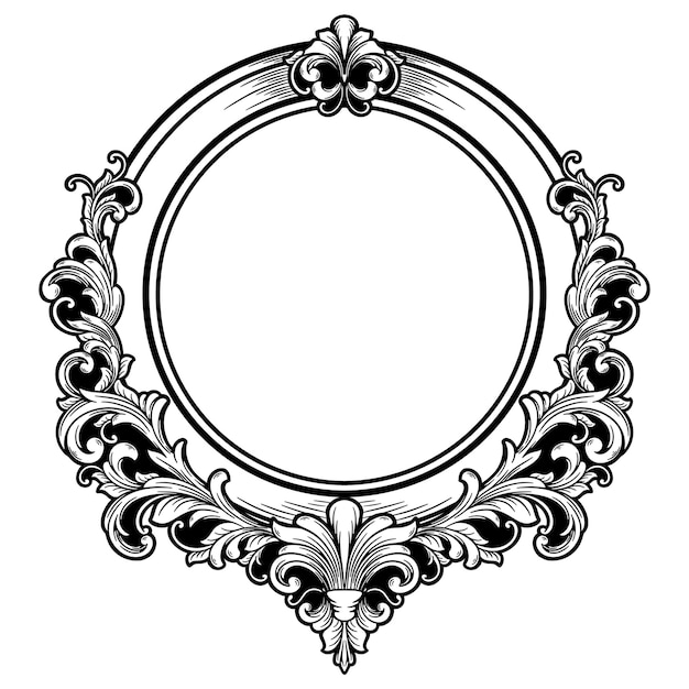 Ornate Circular Frame with Floral Scrollwork