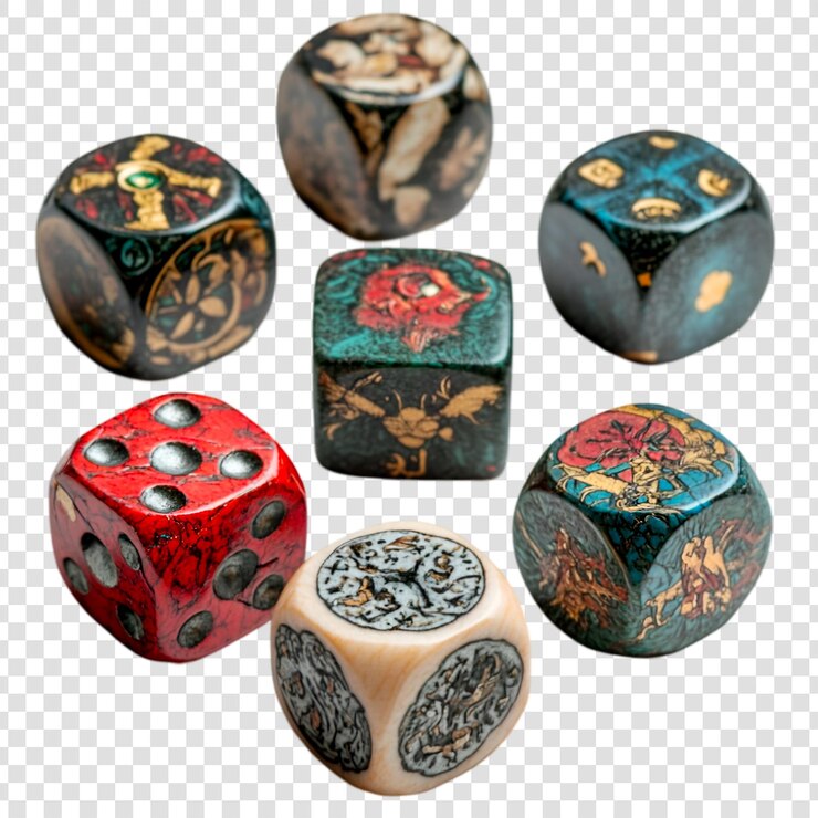 PSD ornate dice set juego de fantasía diseño artístico