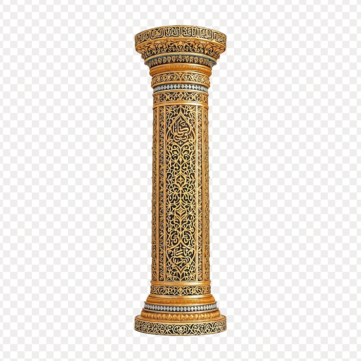 PSD ornate golden column with detailed engravings