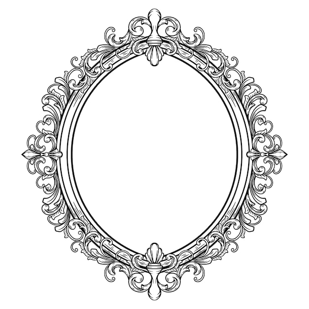 Ornate Oval Frame with Scrollwork and Floral Embellishments