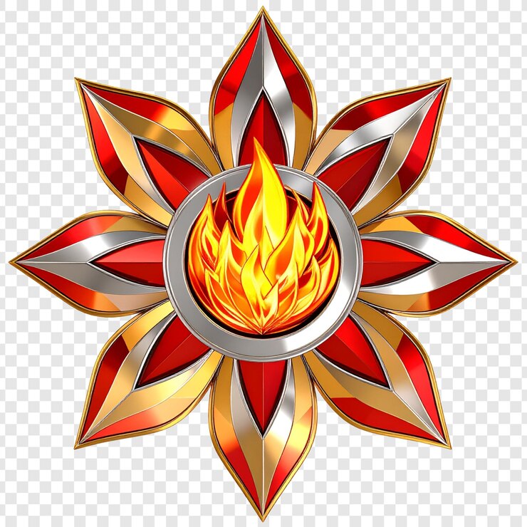 PSD ornate red gold medal design award icon illustration