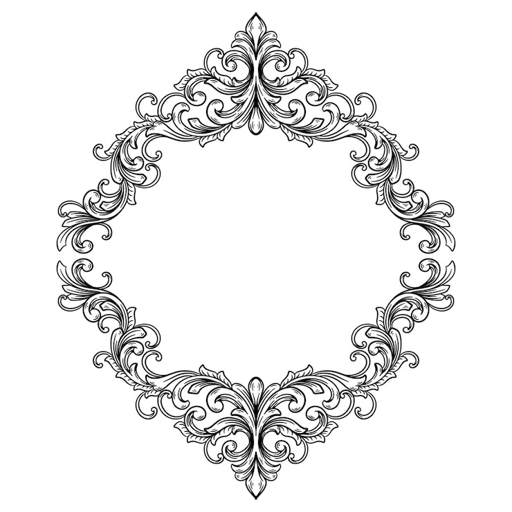 PSD ornate scrollwork frame for invitations and decorative purposes