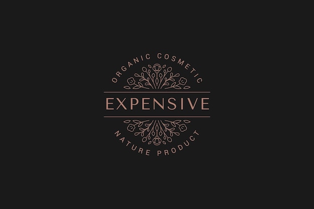Ornement de bordure botanique minimaliste en contour cadre circulaire logo de luxe conception décorative
