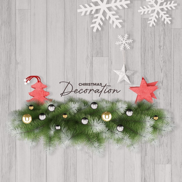 PSD ornement de décoration de noël en rendu 3d