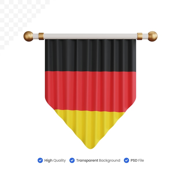 PSD ornement de rendu 3d drapeau national de l'allemagne isolé