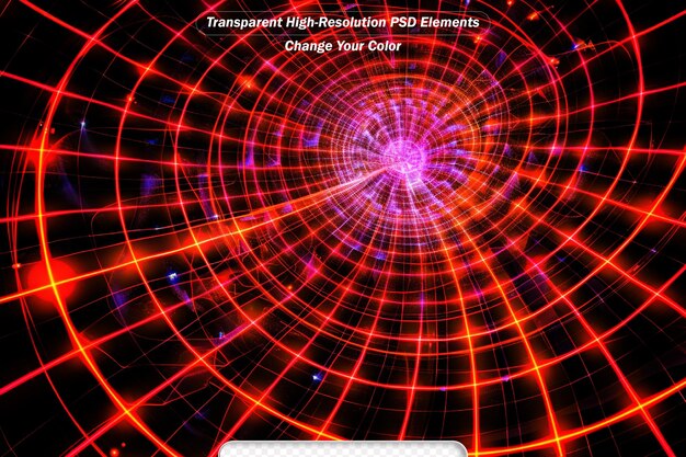 PSD ornement en spirale complexe abstrait avec des formes étincelantes rouges et orange