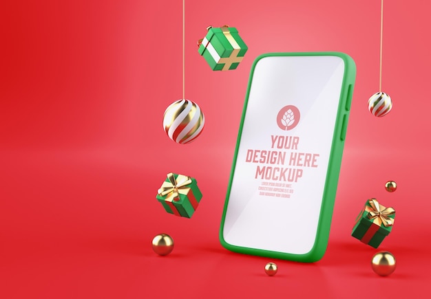 Ornements de Noël avec Mobile Mockup