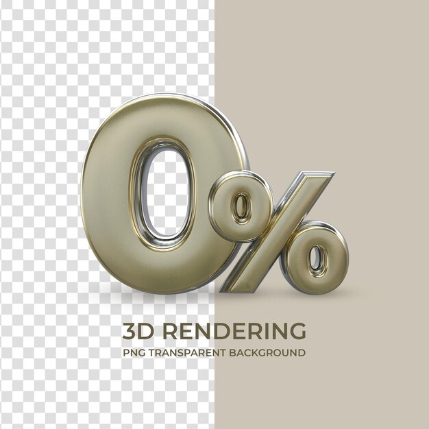 Oro 0 por ciento renderizado 3d aislado fondo transparente