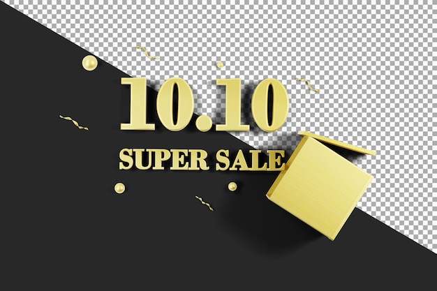 Oro 10 10 super venta con caja 3d rendering aislado