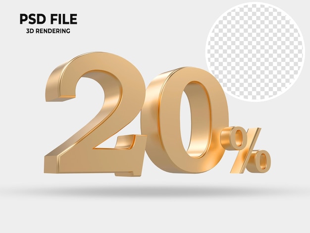 Oro 20 por ciento de lujo Render de estilo 3D