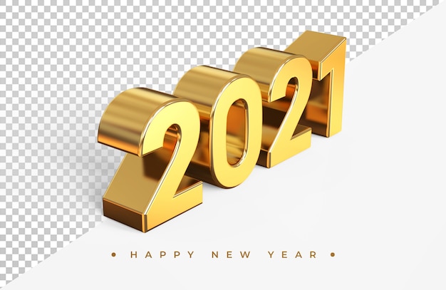 PSD oro 2021 año nuevo render 3d aislado