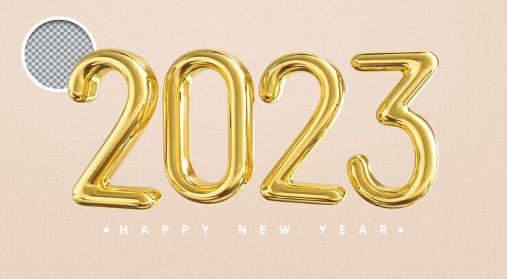 PSD oro 2023 año nuevo elemento de lujo de renderizado 3d