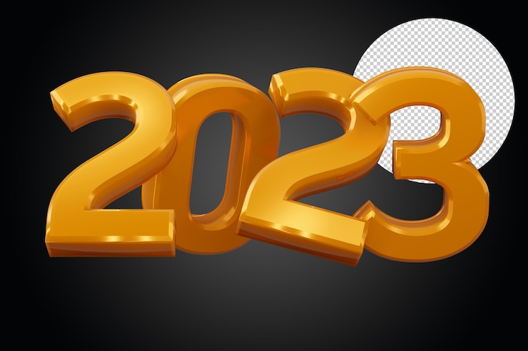 PSD oro 2023 feliz año nuevo dos mil veintitrés representación 3d