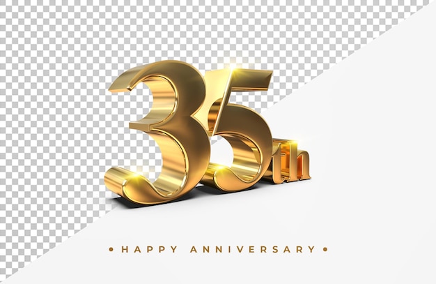 Oro 35 aniversario feliz render 3d aislado