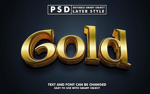 oro 3d realistico effetto testo psd premium con oggetto intelligente