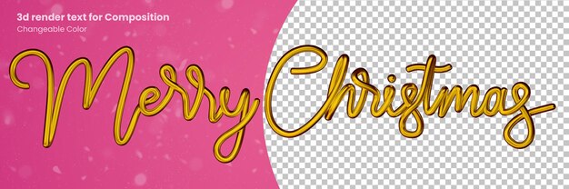 oro 3d render feliz navidad texto letras para composición