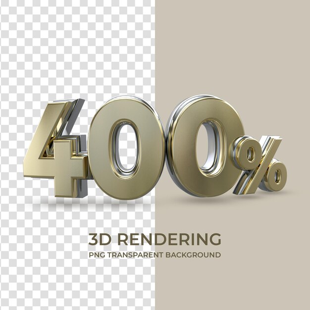 Oro 400 per cento rendering 3d sfondo trasparente isolato