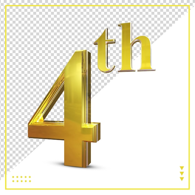 Oro 4to feliz aniversario 3d render psd premium