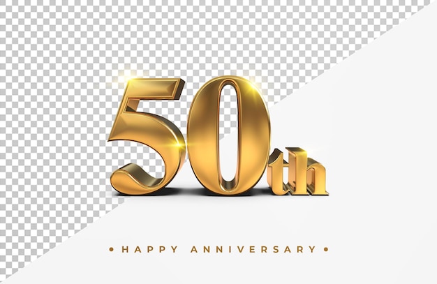 Oro 50 aniversario feliz render 3d aislado