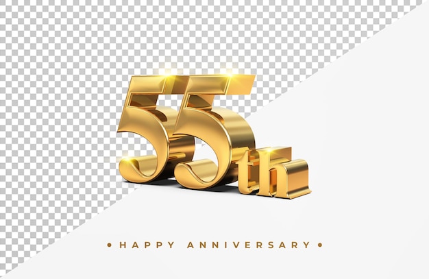 Oro 55 aniversario feliz render 3d aislado