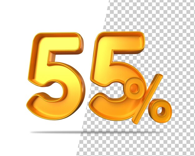 Oro 55 % con un signo de porcentaje sobre un fondo transparente.