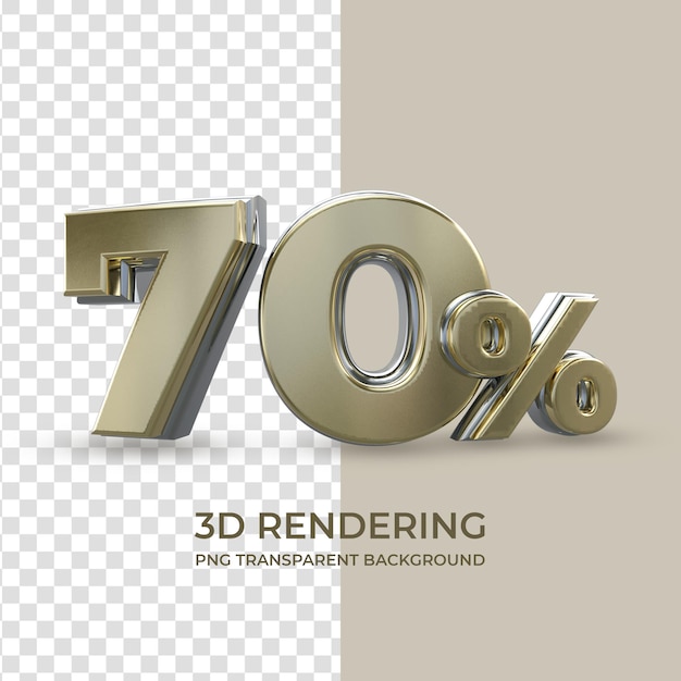 Oro 70 por ciento renderizado 3d aislado fondo transparente