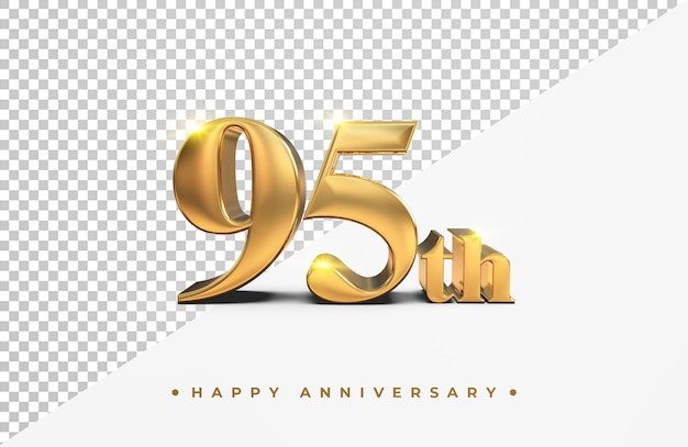 Oro 95 aniversario feliz render 3d aislado