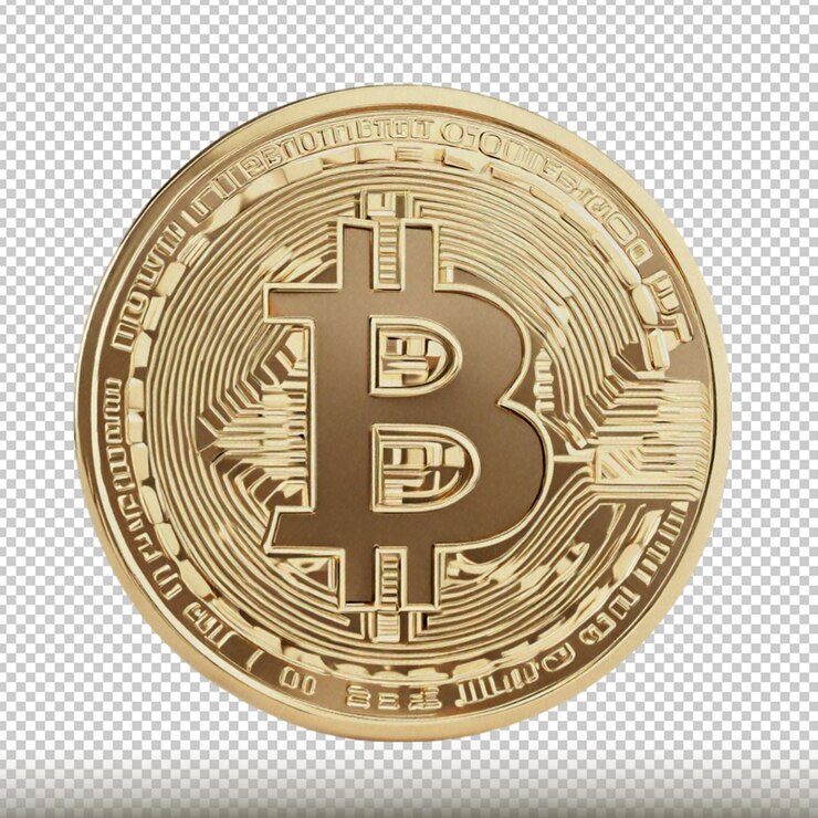 PSD el oro bitcoin aislado en un fondo transparente
