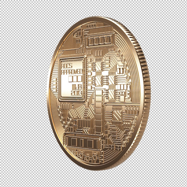 Oro bitcoin su uno sfondo trasparente 3d