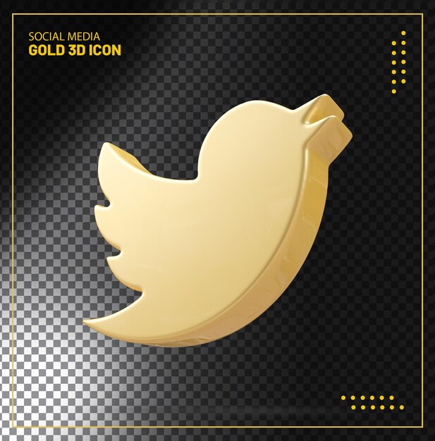 Oro icono Twitter 3d lujo