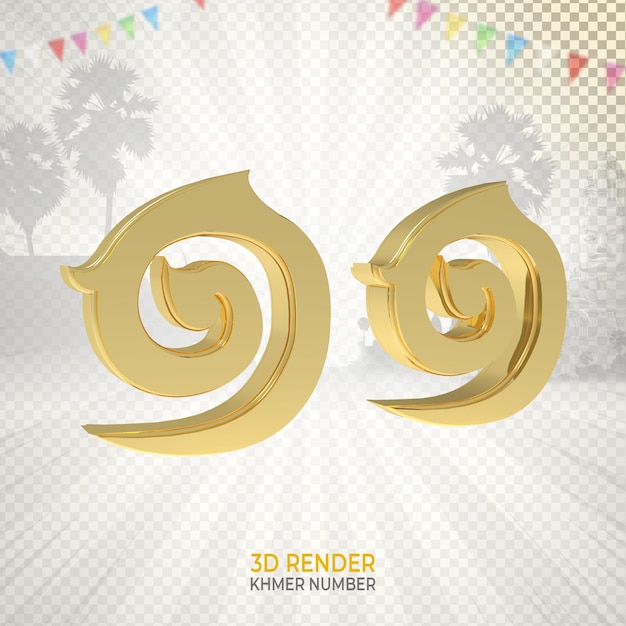 Oro jemer número 11 lujo 3d render