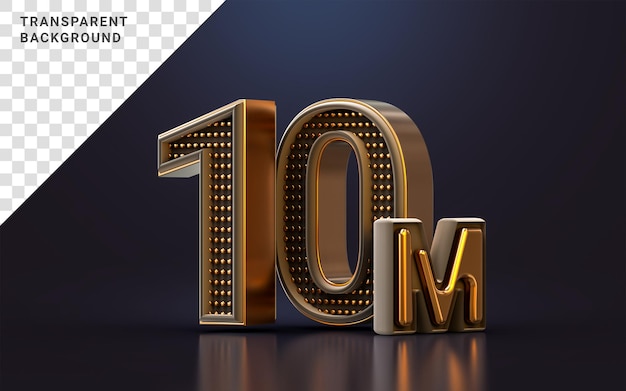 Oro lujo gracias por 10 millones de seguidores banner social en línea feliz celebración 3d render