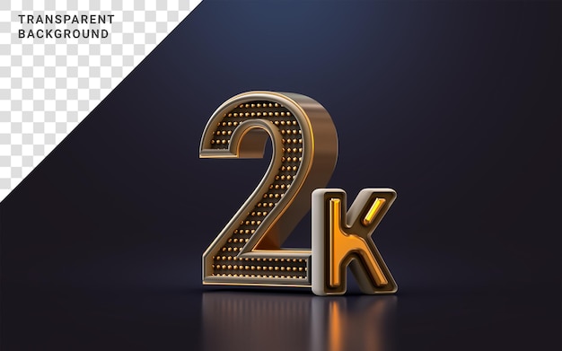 Oro lujo gracias por 2k seguidores banner social en línea feliz celebración 3d render