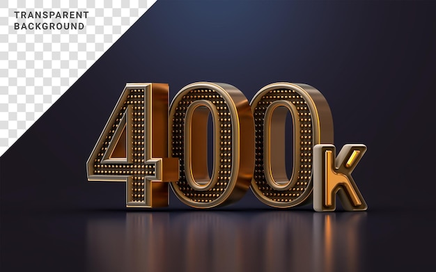 oro lujo Gracias por 400k seguidores banner social en línea feliz celebración 3d render