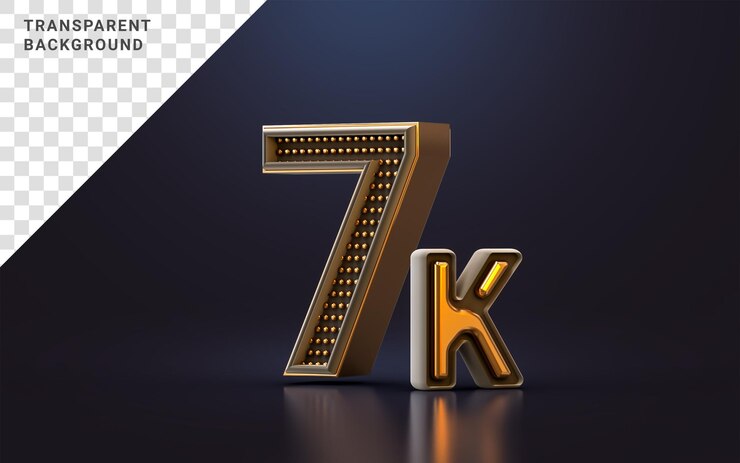 PSD oro lujo gracias por 7k seguidores banner social en línea feliz celebración 3d render