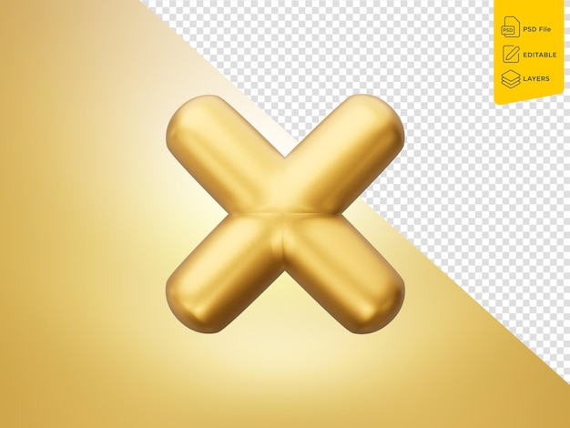Oro matemático símbolos múltiples estilo 3d objetos aislados en fondo dorado ilustración 3d