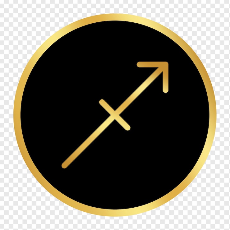 PSD oro negro con círculo sagitario símbolo del zodiaco para el calendario astrológico elemento de diseño del horóscopo